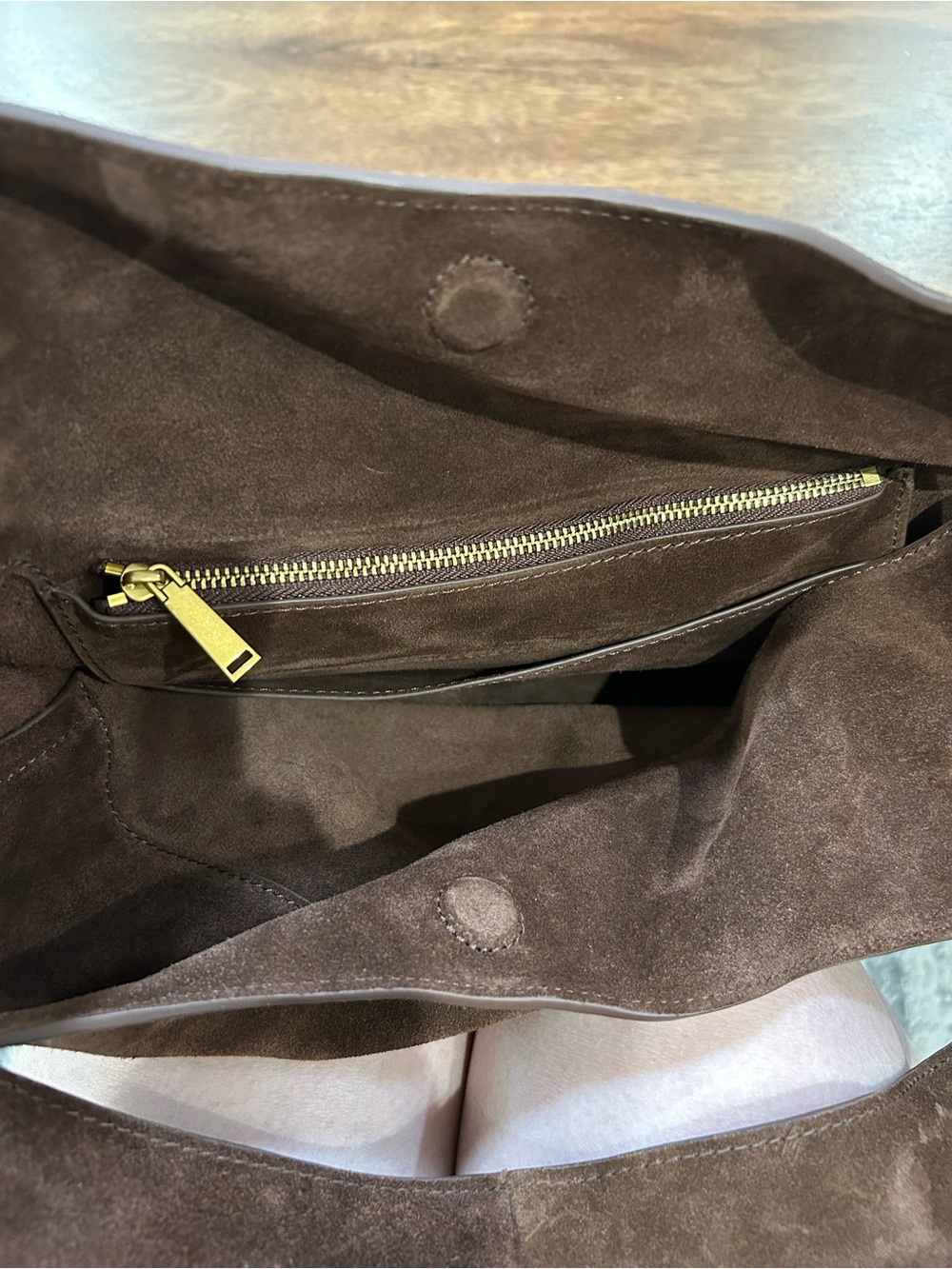 Quince Chocolate Brown Suede Tote - Picture 7 of 10